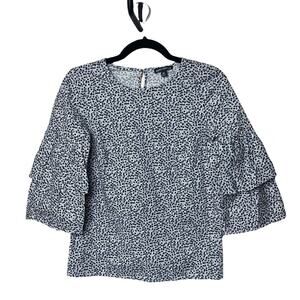 J. Crew Mercantile Ditzy Floral 3 Quarter 2 Tiered Sleeve Cotton Blouse Size 00